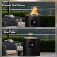 thumbnail image 5 of 17 inch Small Propane Fire Pit, 50,000 BTU Outdoor Gas Fire Pit Table, 2-in-1 Black Round Fire Column with Glass Wind Guard for Patio, CSA Certified, 5 of 7