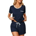 thumbnail image 3 of UVN Pajamas Sets for Women 2 Piece Lounge Set Short Sleeve Tops and Shorts Soft Pj Set Sleepwear Loungewear, 3 of 9