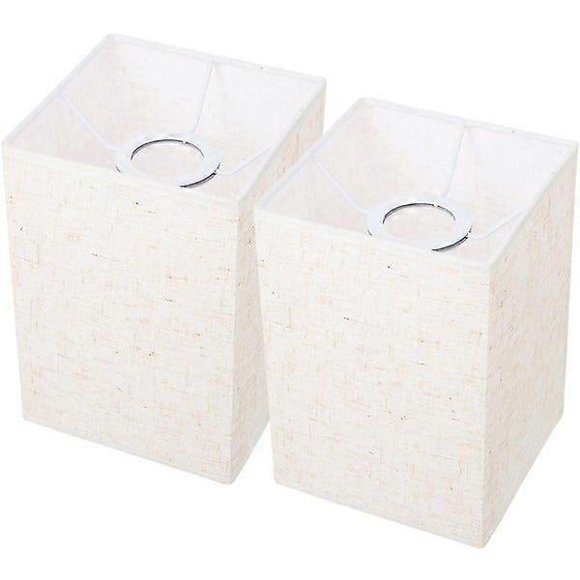 Premium Khaki Linen Lamp Shade - 14x14x20 cm, Easy Installation, Ideal for Home & Office, Set of 2