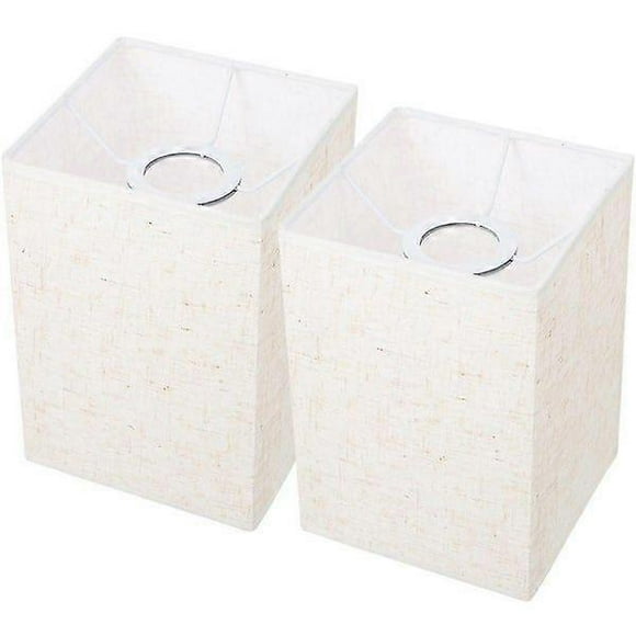 Premium Khaki Linen Lamp Shade - 14x14x20 cm, Easy Installation, Ideal for Home & Office, Set of 2