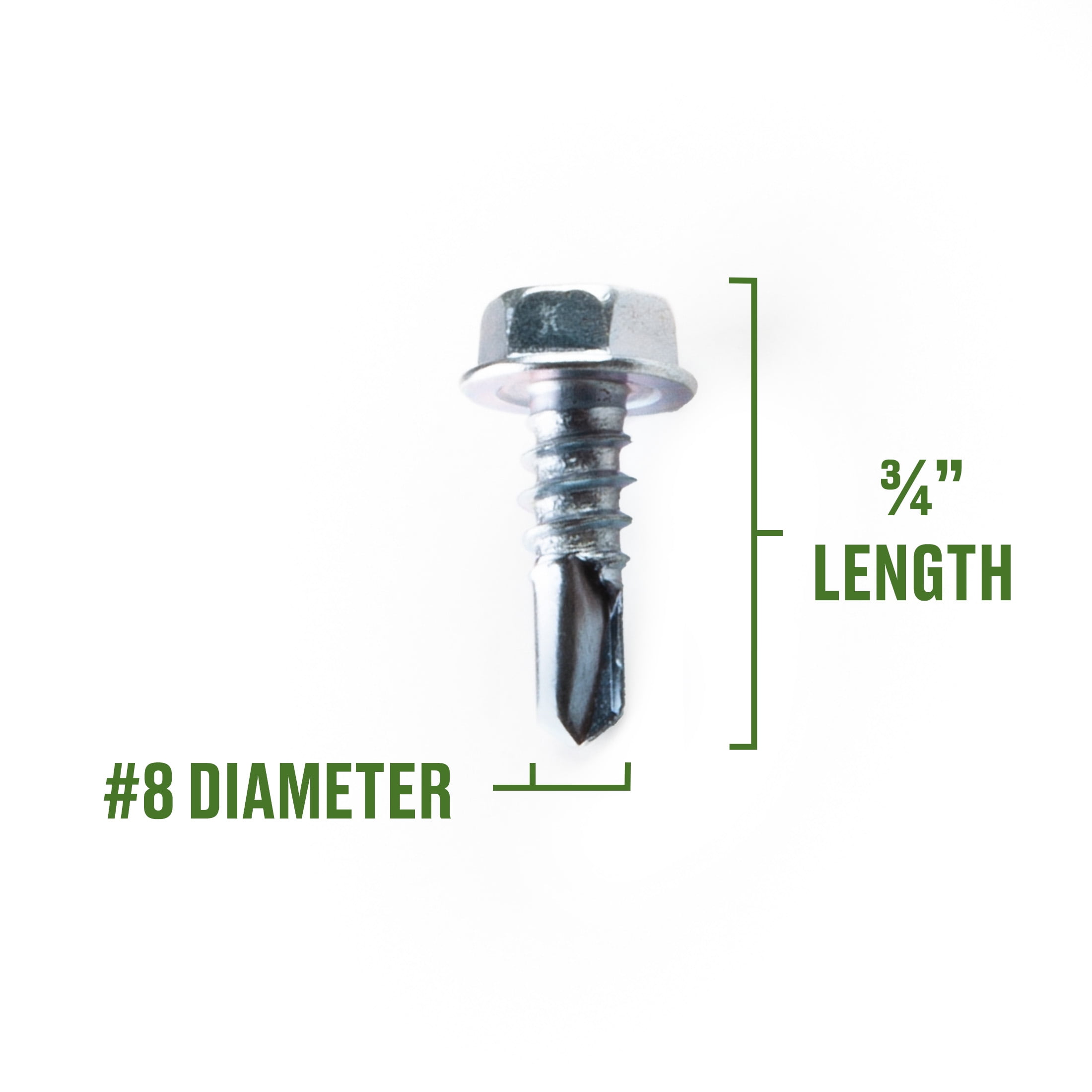 (5 pack) Hillman Self Drilling Screws #8 x 3/4", Steel, Zinc, Interior, Hex, Silver, 8 pack