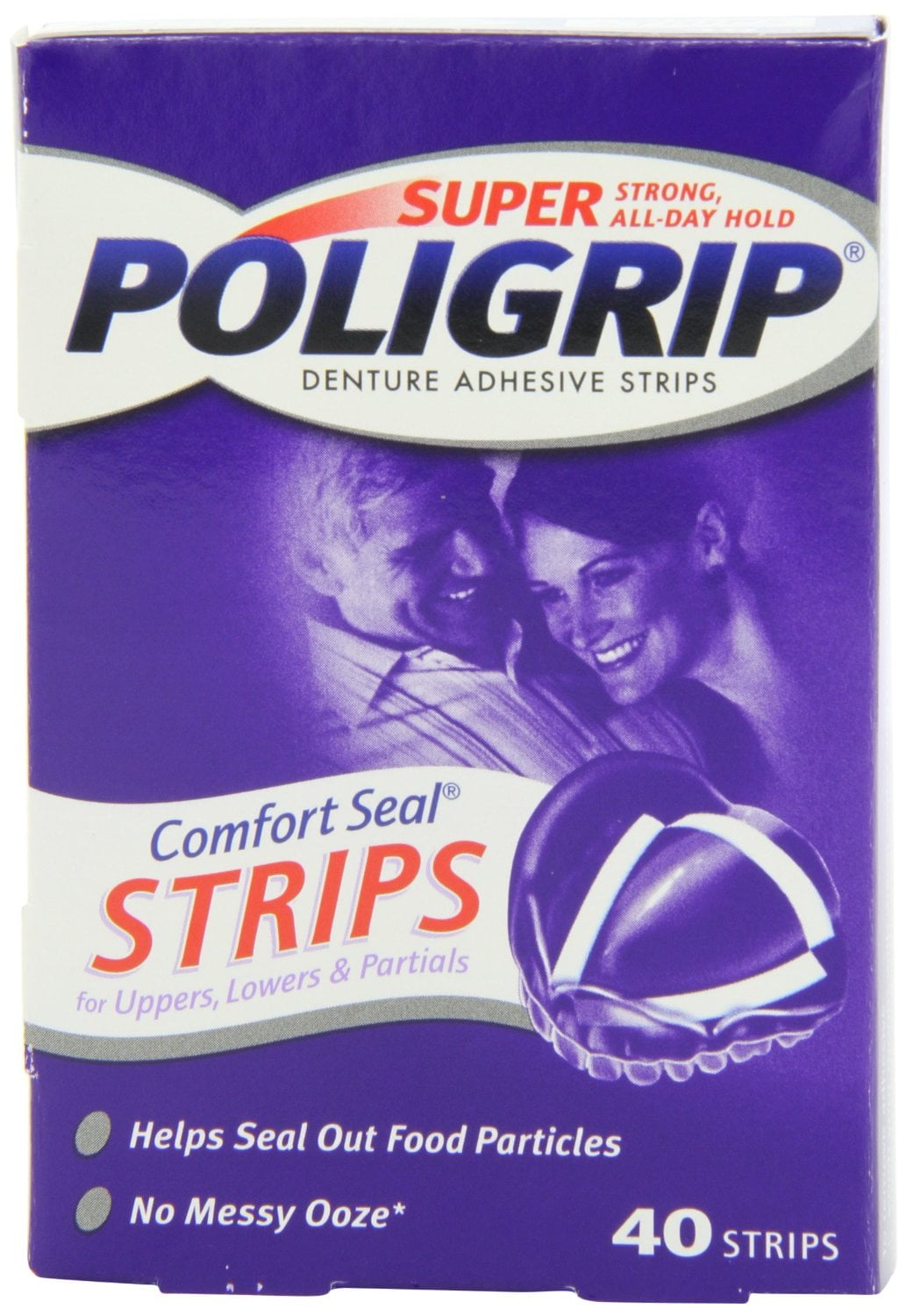 Super Poligrip Comfort Seal Denture Adhesive Strips 40 Strips