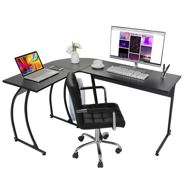 ZenStyle L-Shape Corner Computer Desk Home Office PC Laptop Table Multipurpose Gaming Workstation with Solid Steel Frame/Waterproof Desktop