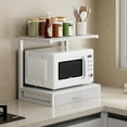 thumbnail image 5 of 2-Tier Desktop Printer Stand with Fabric Drawer, Prtiner Table with Storage Shelf, Desk Organizer for Home Office,3D Printer,Fax Machine,Scanner, 17.3"x11.8" White, 5 of 14