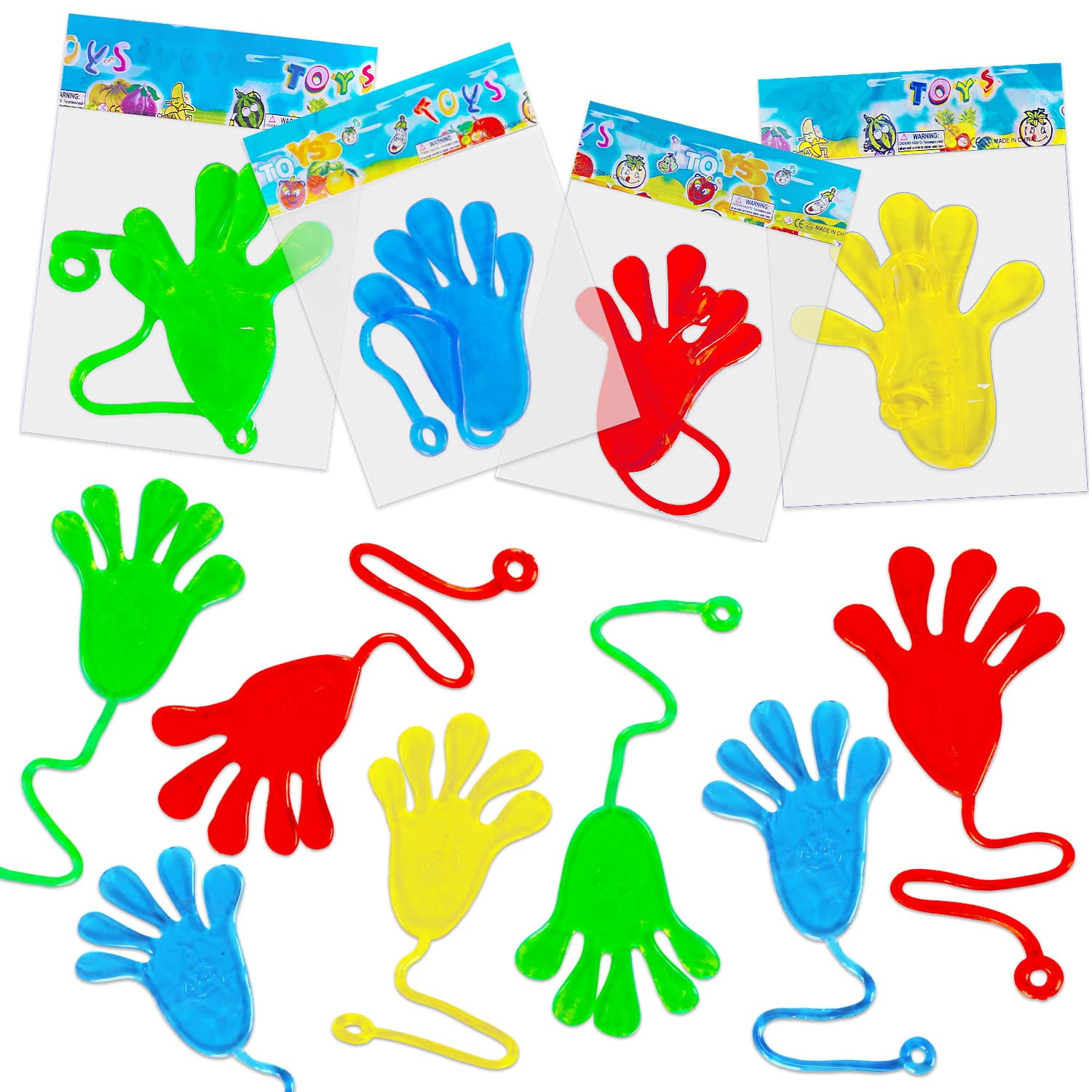 40 Pcs Sticky Hands For Kids Stretchy Treasure Box Toy Classroom Prize Students Sensory Fidget Bulk Prize Box Toy Chest Fillers Stick Slap Hand Party Favor Supplies Goodie Bag Stuffer Boy Girl Gift