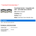 thumbnail image 2 of Front Brake Pad Set - Compatible with 2001 - 2010 GMC Sierra 2500 HD - AC Delco, 2 of 2