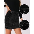 thumbnail image 2 of DARING DIVA Sequin Skirt for Women's High Waist Stretchy Velvet Bodycon XL Black, 2 of 6