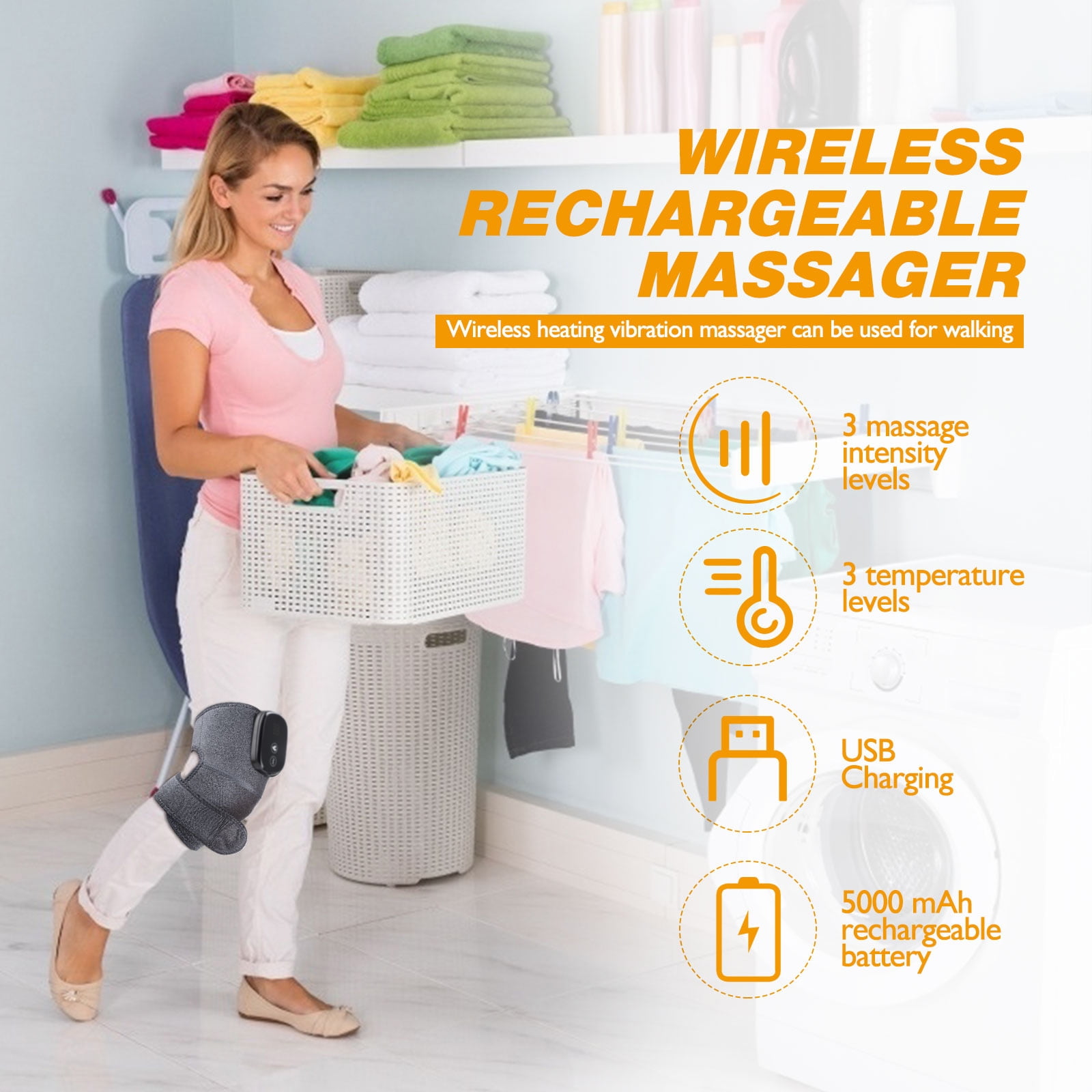 Heated Knee Massager,Shoulder Brace Wrap,Knee Heating Pad with Vibration, 3 Adjustable Eletric Knee Brace Wrap for Stress Relief 1 Pcs