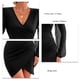 thumbnail image 5 of Vestido ajustado clásico negro con dobladillo cruzado para mujer, talla M, escote en V, mangas abullonadas, 5 of 6
