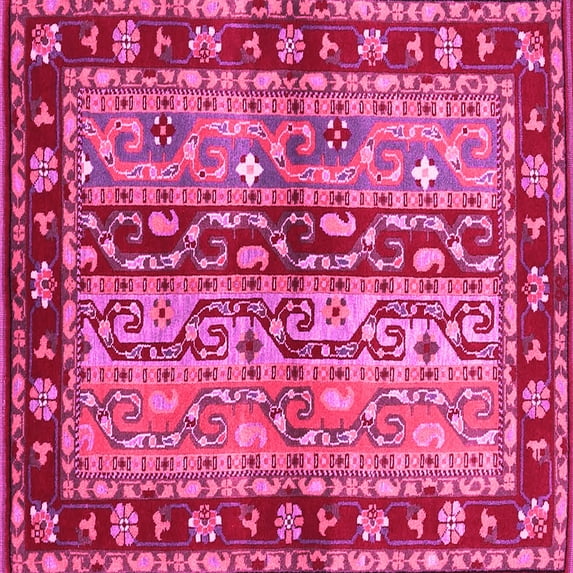 Ahgly Company Indoor Square Abstract Pink Contemporary Area Rugs, 8' Square