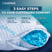 Sleepavo Adjustable Shredded Memory Foam Pillows Queen Size Set of 2 - Extra Soft Cooling Bamboo Bed Pillows for Sleeping - Back, Stomach, Firm Side Sleeper, Comfy Cool - 2 Pack