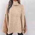 thumbnail image 2 of Women's Lightweight Long Sleeve Knit Cape Sweater Turtleneck Solid Color Pullover Tops, 2 of 4