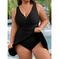 thumbnail image 7 of Asoul Plus Size Scalloped V Neck Swimwear for Womens One Piece Swimsuits Tummy Control Swimdress Bathing Suits with briefs, 7 of 7
