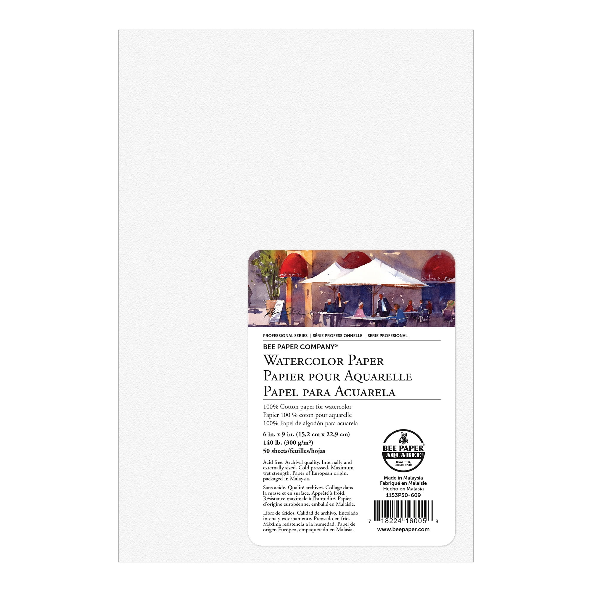 Bee Paper 100% Cotton Watercolor Sheets 6" X 9" 140Lb 50Pk - Walmart.com