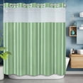 thumbnail image 5 of No Hook Shower Curtain and Liner Set, Green Striped Washable Fabric Shower Curtains for Bathroom, Bathtub, Farmhouse Stripes Modern Vintage Waterproof Bathroom Curtains 72W x 78H, 5 of 8
