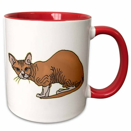 Hairless Cat - 3dRose Hairless Cat - Two Tone Red Mug, 11-ounce