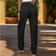 thumbnail image 4 of Women Taper Pants Harem Lightweight Thin Breathable Long Pants with Elastic Waist Pleated Casual Lounge Pants Bundle Foot Slim Fit Summer Trousers, Black (Small), 4 of 6