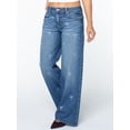 thumbnail image 3 of Celebrity Pink Women's and Women's Plus Stone and Pearl Bow Wide Leg Jeans, Sizes 1-24W, 3 of 7
