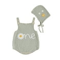 thumbnail image 1 of Nituyy Baby Sweaters Romper Overalls 1st Birthday Letter Flower Embroidered Sleeveless Ribbed Knitted Jumpsuits Hat Outfits, 1 of 8