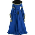 thumbnail image 5 of ZVAVZ Womens Vintage Medieval Dress Casual Renaissance Costume Hooded Retro Lace up Long Sleeve Party Cocktail DressGothic Gown Light Blue,XL, 5 of 6