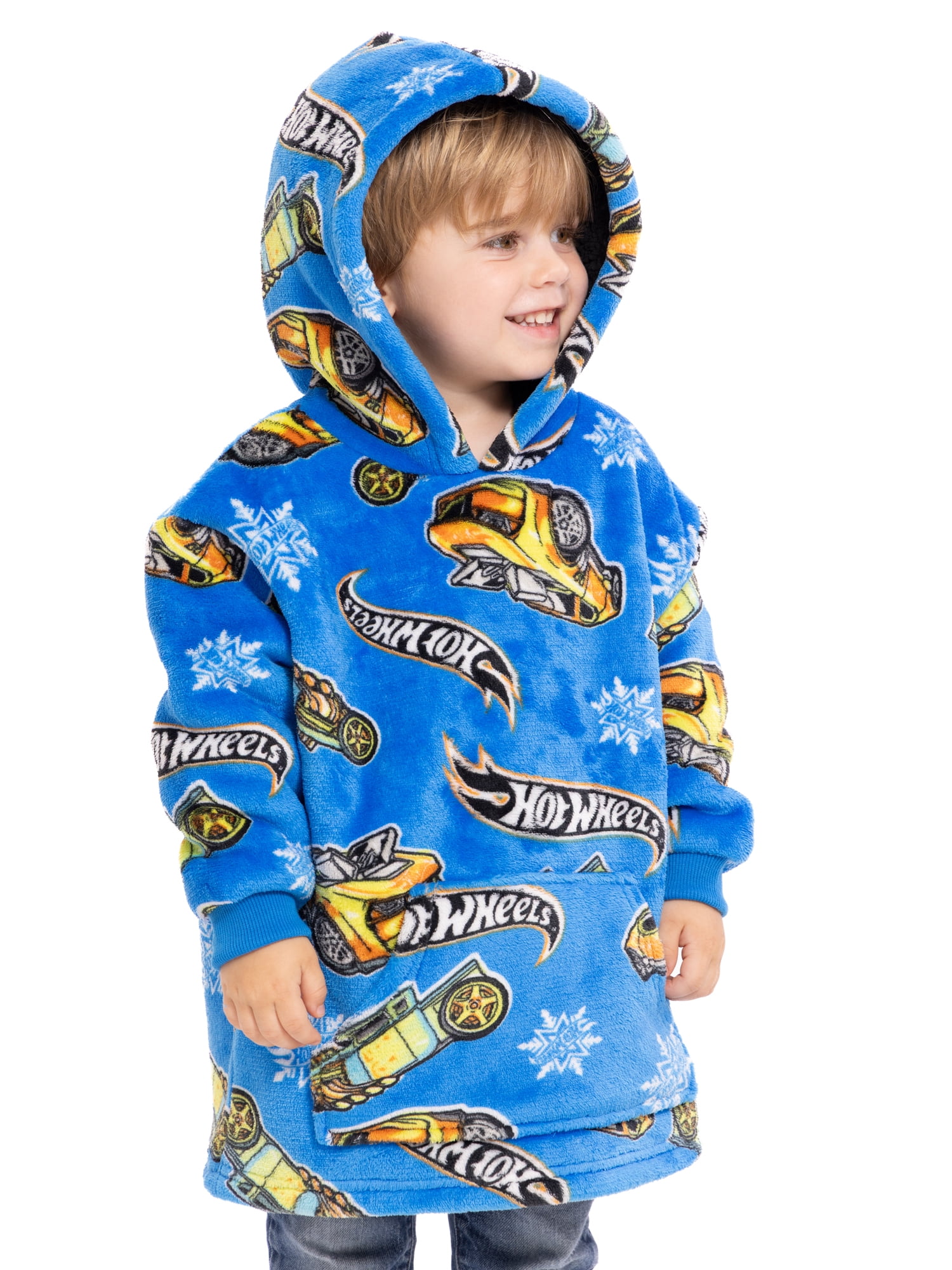 Hot Wheels Holiday Toddler Boys Cozy Hoodie with Faux Shearling Lining, Sizes 12M-5T