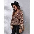 thumbnail image 6 of Women'S Long Sleeve Top Thin Pullovers V Neck - Sleeve Babydoll - Polyester Pull over Coffee M, 6 of 9