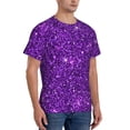 thumbnail image 2 of Bixox Men's Purple Glitter Printed Short Sleeve Skinny Athletic T-Shirt, 2 of 6