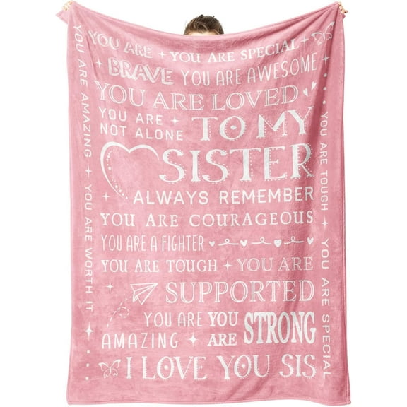 Sister Birthday Gifts, Get Well Blanket for Sister, Inspirational Gifts Blanket for Sister, Sister Gifts for Mothers Day Christmas Graduation Wedding, Thinking of You Gifts for Sister