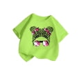 thumbnail image 3 of Zhuashum T-Shirts pour Filles Col Rond Hauts Enfant Imprimé Dessin Animé Graphique Manches Courtes Tee Rétro Ado Printemps Été Vert Menthe 9-10 Ans, 3 of 5