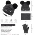 thumbnail image 5 of FZ FANTASTIC ZONE Kids Winter Warm Knit Beanie Hats Neck Warmer Scarf Touchscreen Gloves Set with Pompom Fleece Lined for Boys Girls,Black, 5 of 6