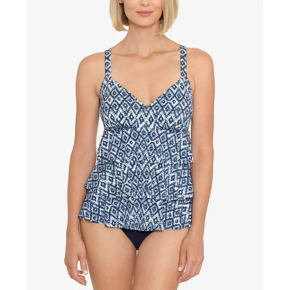 Swim Solutions Women's One Piece Swimsuit Tier Navy 12 New