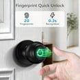 thumbnail image 2 of Fingerprint Smart Door Lock Handle with App Control, Biometric Keyless Entry Door Knob with Backup Keys, Security Door Handle for Bedroom Office Apartment, 2 of 7