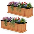thumbnail image 1 of Costway 2 PCS Wood Raised Garden Bed with Drainage Holes, Liner for Flowers Vegetables Herbs, 1 of 8
