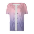 thumbnail image 3 of Qwertyu Scrub Jackets for Women Short Sleeve Snap Front Graphic Crew Neck Jacket Tops with Two Pockets Purple Pink L, 3 of 4