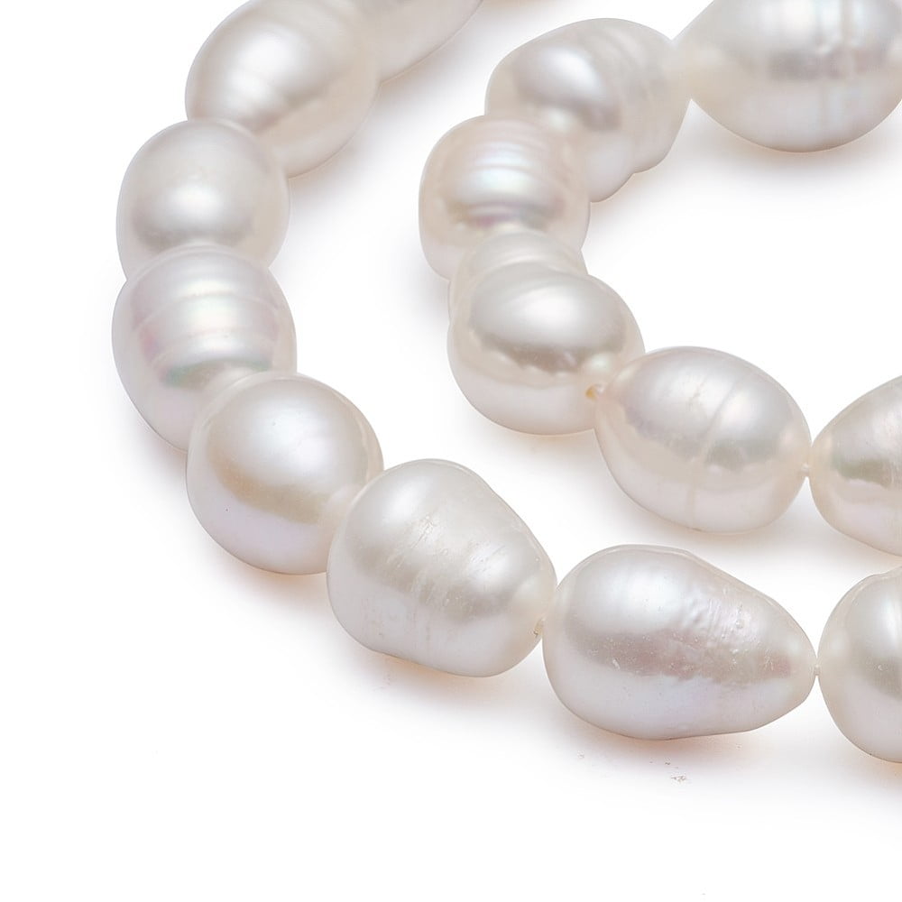 Natural Cultured Freshwater Pearl Beads Strands Rice Natural color White 10~11mm Hole: 0.8mm 28~29pcs/strand 13.58 inch(34.5cm)