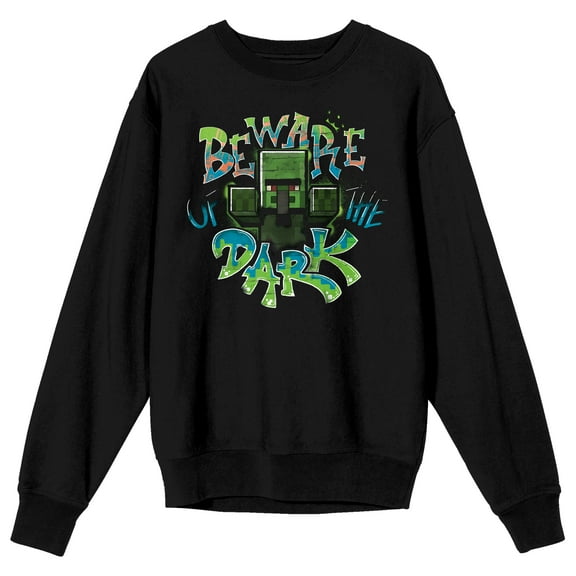 Minecraft Beware Of The Dark Men's Black Long Sleeve Sweatshirt-XXL