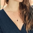 thumbnail image 3 of Gem Stone King 18K Rose Gold Plated Silver Red Garnet and Black Diamond Pendant Necklace for Women (1.49 Cttw, Gemstone January Birthstone, Pear Shape 9X6MM, with 18 inch Chain), 3 of 4