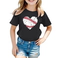 thumbnail image 3 of Yiyuu Toddler Girls Casual Short Sleeve T Shirt Baseball Graphic Tee for Kids, Sizes 3-13, 3 of 3