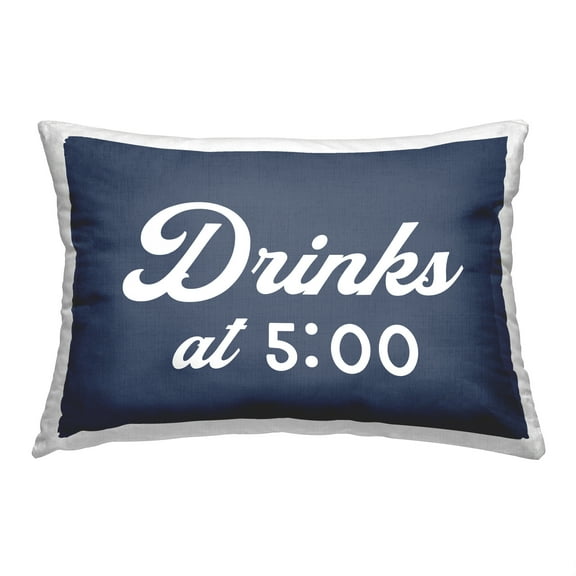 Stupell Industries Drinks at 5 Phrase Decorative Printed Throw Pillow, 14 x 20