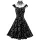 thumbnail image 1 of Halloween Gothic Vintage Printed Dress Square Collar Wrapped Chest Bowknot Women Summer Party Elegant Dress, 1 of 3
