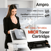 Ampro New 148A MICR Toner Cartridge, W1480A MICR Toner Cartridge for Check Printing with Laser Printers 4001dwe, 4001dw, MFP 4101 fdwe, 4101fdw. (Prints 3000 Pages)