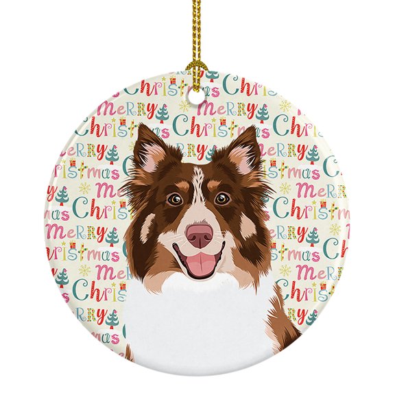 Australian Shepherd Red Tricolor #2 Christmas Ceramic Ornament 2.8 in x 2.8 in