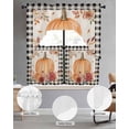 thumbnail image 2 of Orange Pumpkins Fall Swag Kitchen Curtains Sets for Windows 24 Inch Length, Black Plaid Autumn Floral Short Window Curtain Panels Swags Valances and Tiers 3 Piece Set for Cafe/Dining Room, 2 of 5
