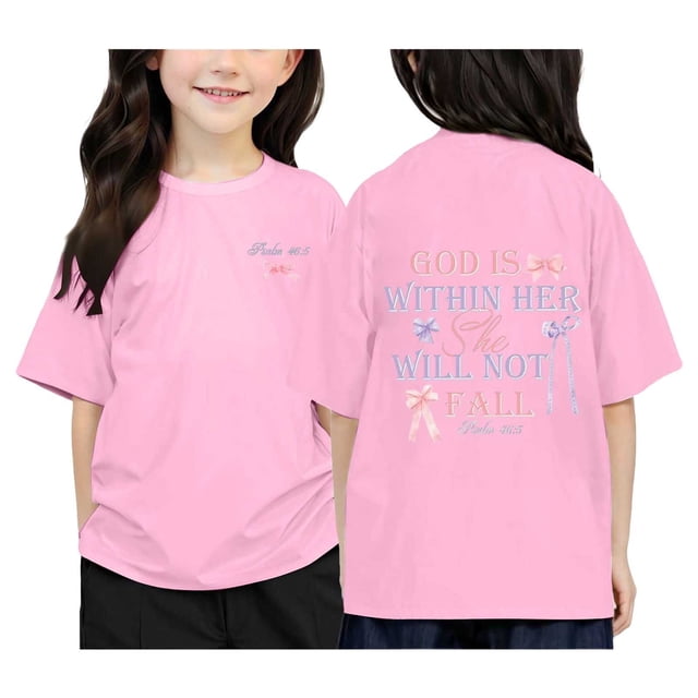 T-shirts Filles Col Rond Imprimé Manches Courtes Hauts Été Vêtements Filles 8-9 Ans Mode Filles