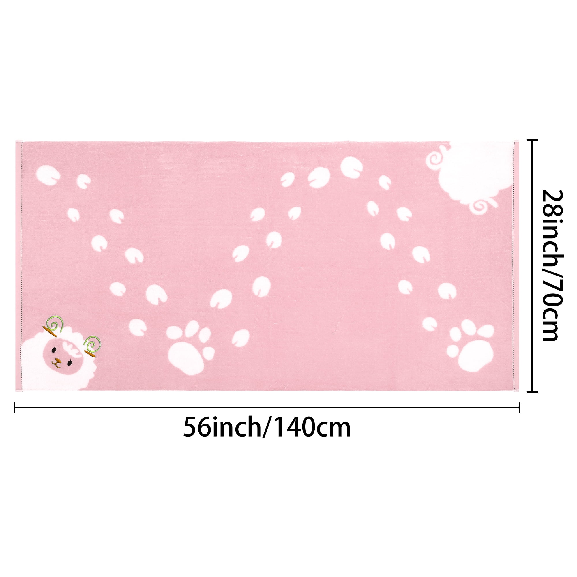 Unique Bargains 100% Cotton 2 Pack Solid Bath Towels Quick Dry and Absorbent Pink Sheep