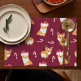 thumbnail image 5 of Christmas Corgi Summer Placemats Table Placemats Set Of 4-Linen Kitchen Washable Placemats Table Mats 11.8"x17.7"Non-Slip Heat Resistant, 5 of 6