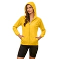 thumbnail image 3 of Women's Plus Size Hooded Sun Protection Jacket Full Zip Elastic Cuff Long Sleeve Sun Sweatshirt Lightweight Outdoor Windbreaker Coats Yellow, 3 of 7