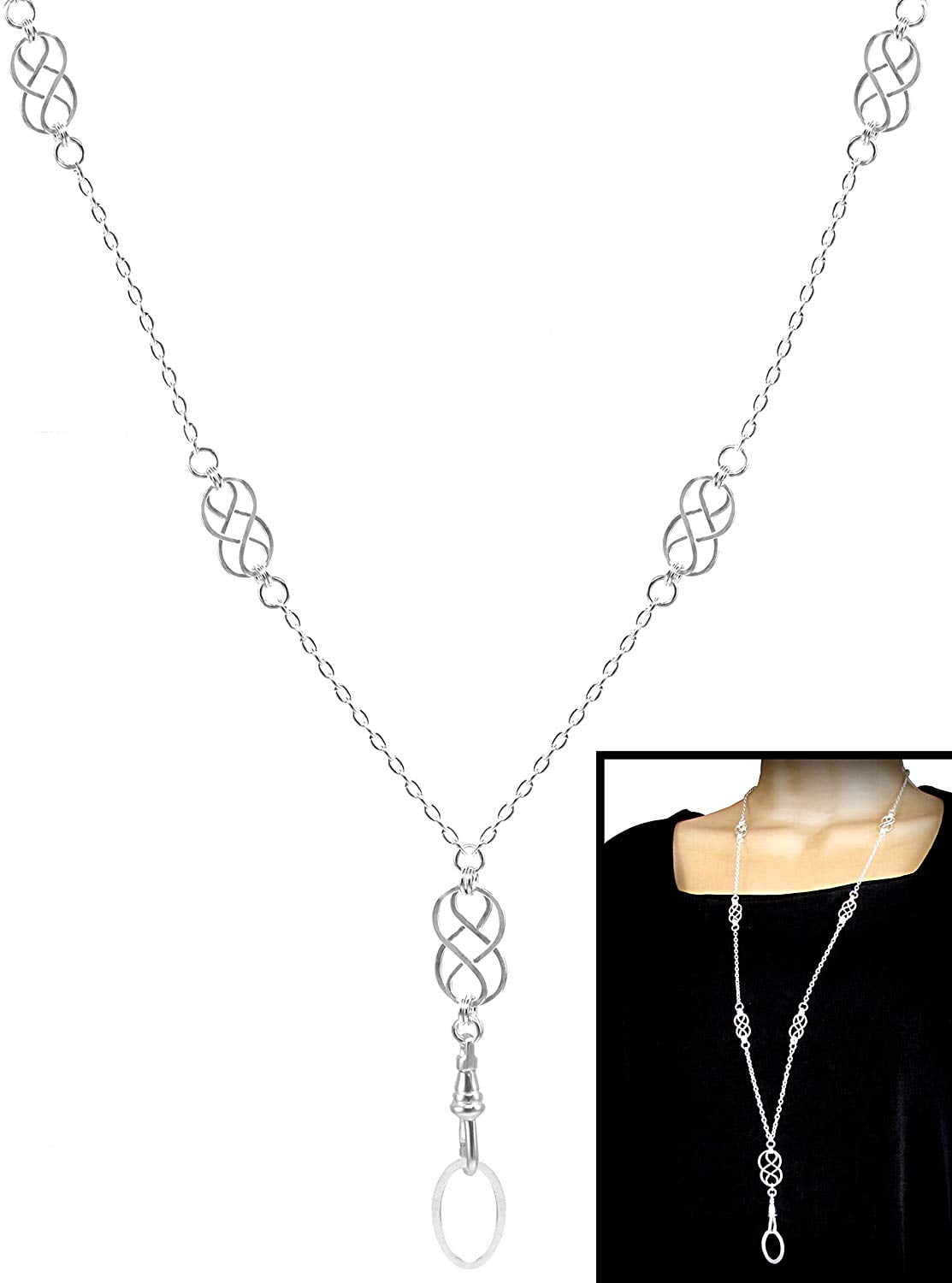 Brenda Elaine Jewelry Silver Women's Fashion Lanyard Necklace ID Badge