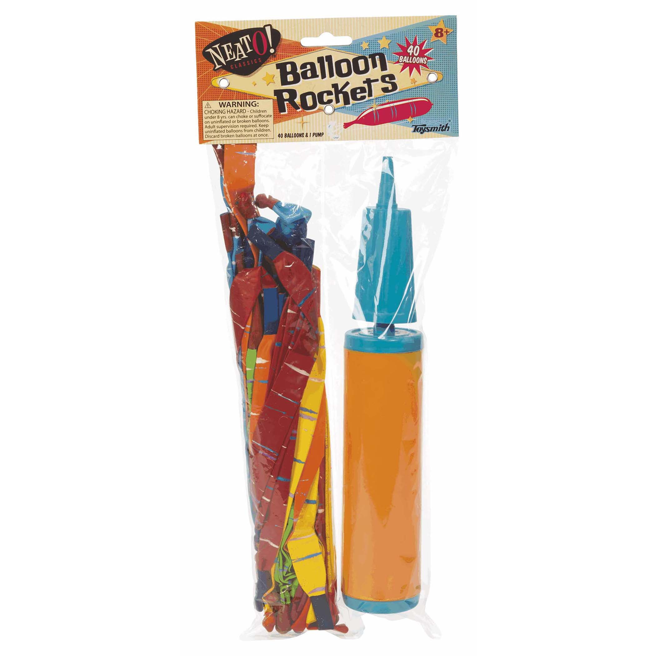 Toysmith Rocket Balloons With Pump Let Them Go Watch Them Zoom Skyward 40 Count Walmart Com Walmart Com