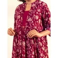thumbnail image 4 of Janasya Indian Women's Maroon Cotton Floral Front Tie-Up Maternity Dress, 4 of 5